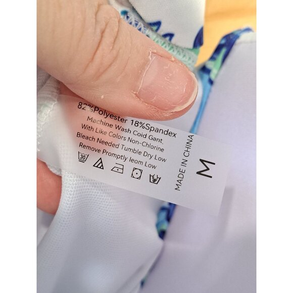 Flaxmaker Majolica Ruffle Print One-Piece Swimsuit & Pants Set Underwire Medium - Picture 9 of 10